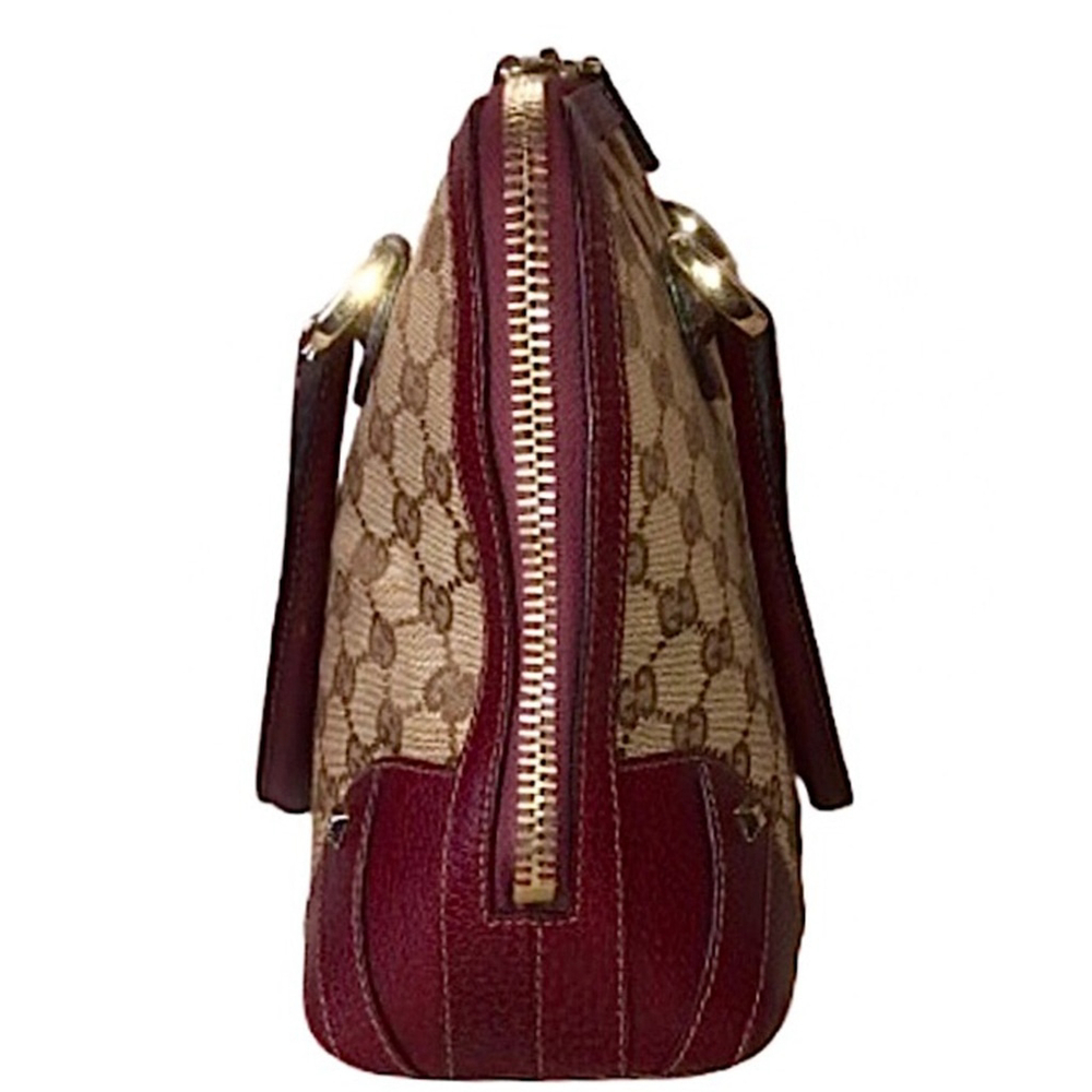GUCCI GG Canvas Wine Leather Top Handle Dome Tote COA, GUCCI Dust Bag MINT COND - Picture 5 of 17